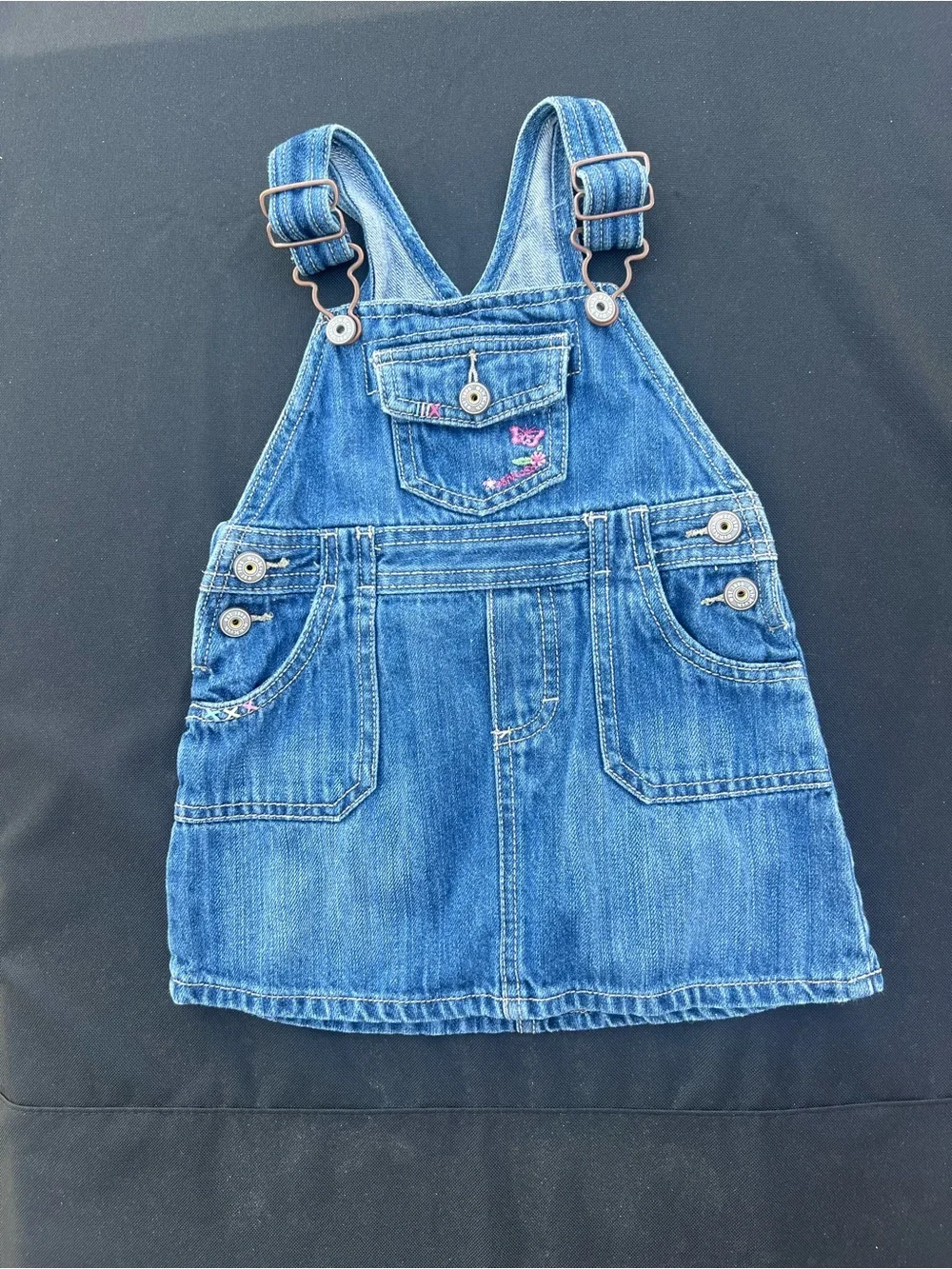 Vintage OshKosh B’gosh Vestbak 18M Denim Overall Jumper Dress Butterfly